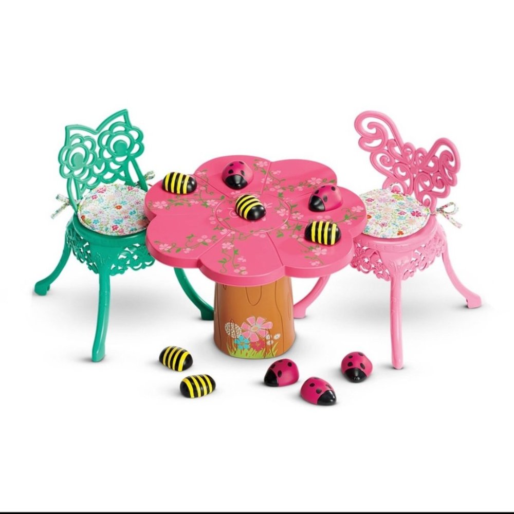 Wellie Wisher Table and Chairs with tea party place setting